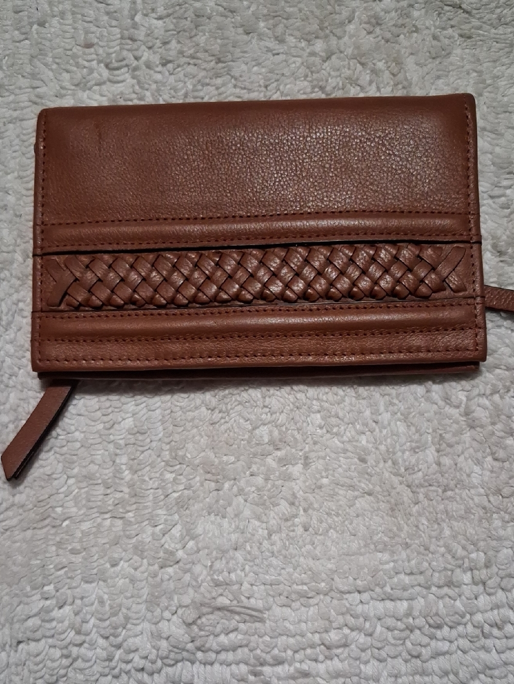 Brighton Santorini Two-Tone Leather Card Wallet in Dark Brown and Cognac